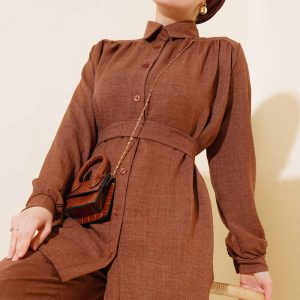 Ensemble chemise Marron avec ceinture