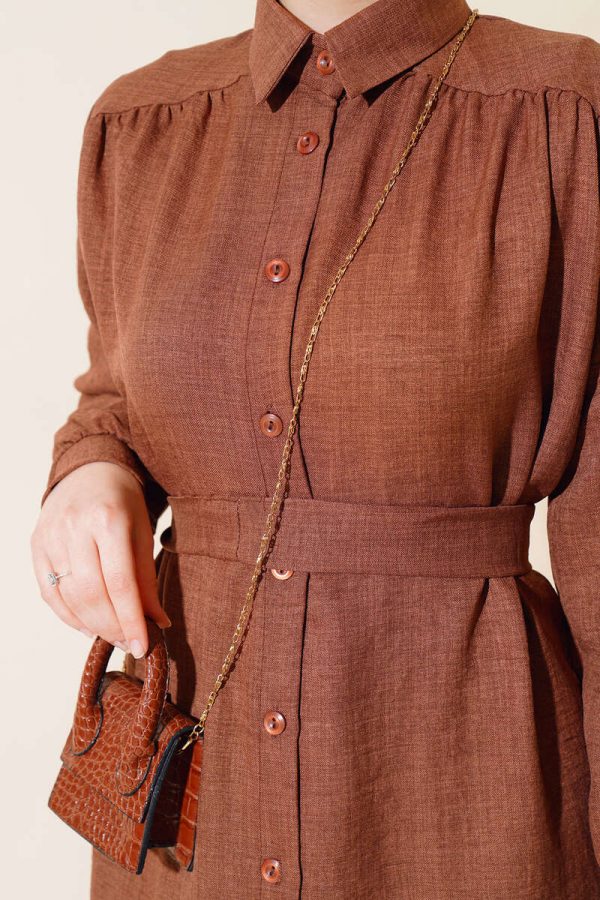 Ensemble chemise Marron avec ceinture – Image 3